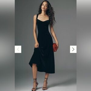 Anthropologie Black Dress- Jocelyn Velvet Diamonte Midi Dress by Maeve